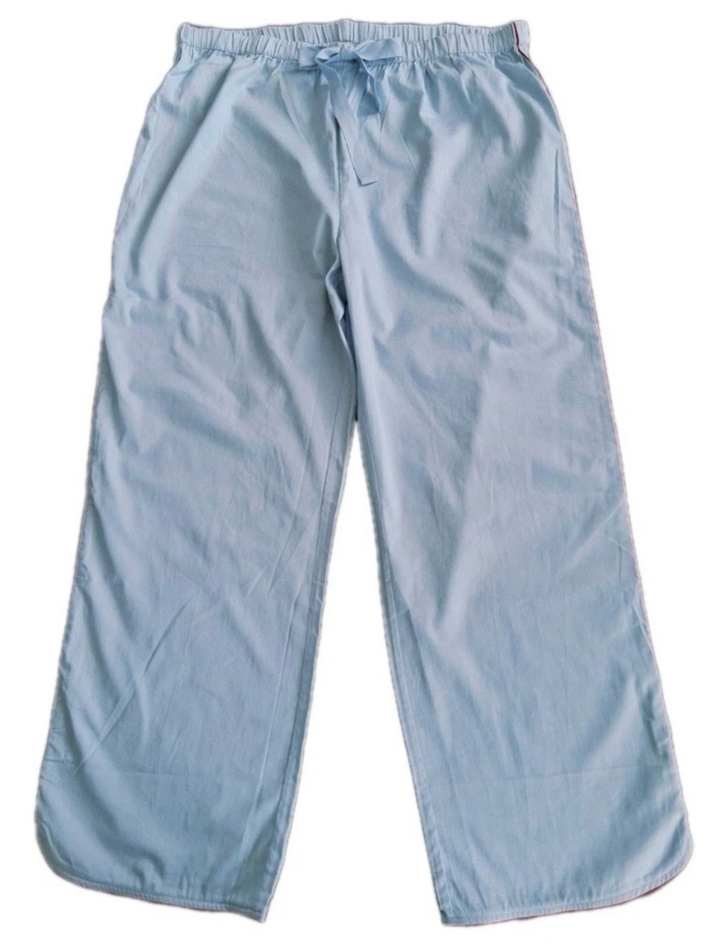 Lake Pale Blue Pajama Bottom Red Piping Size Medium